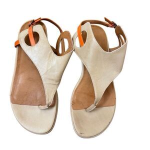 Gentle Souls Opal Tan Orange Leather Slingback Thong Sandals Size 9